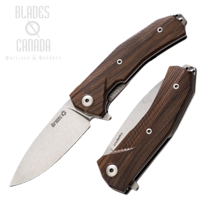 Lion Steel KUR ST Flipper Folding Knife, Sleipner Steel, Santos Mahagony